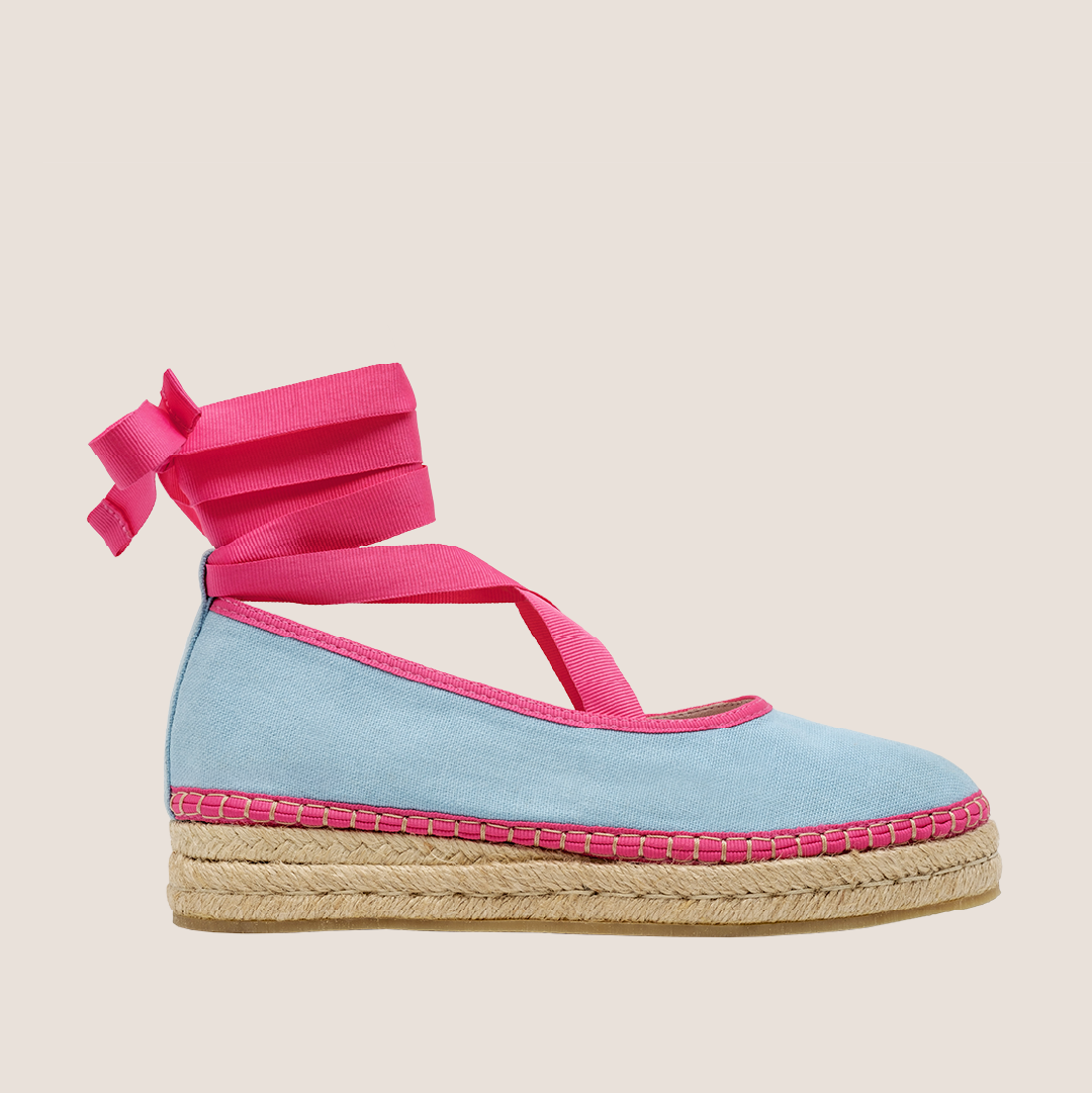 Eva Textile Espadrille - Sky Blue X Fuchsia