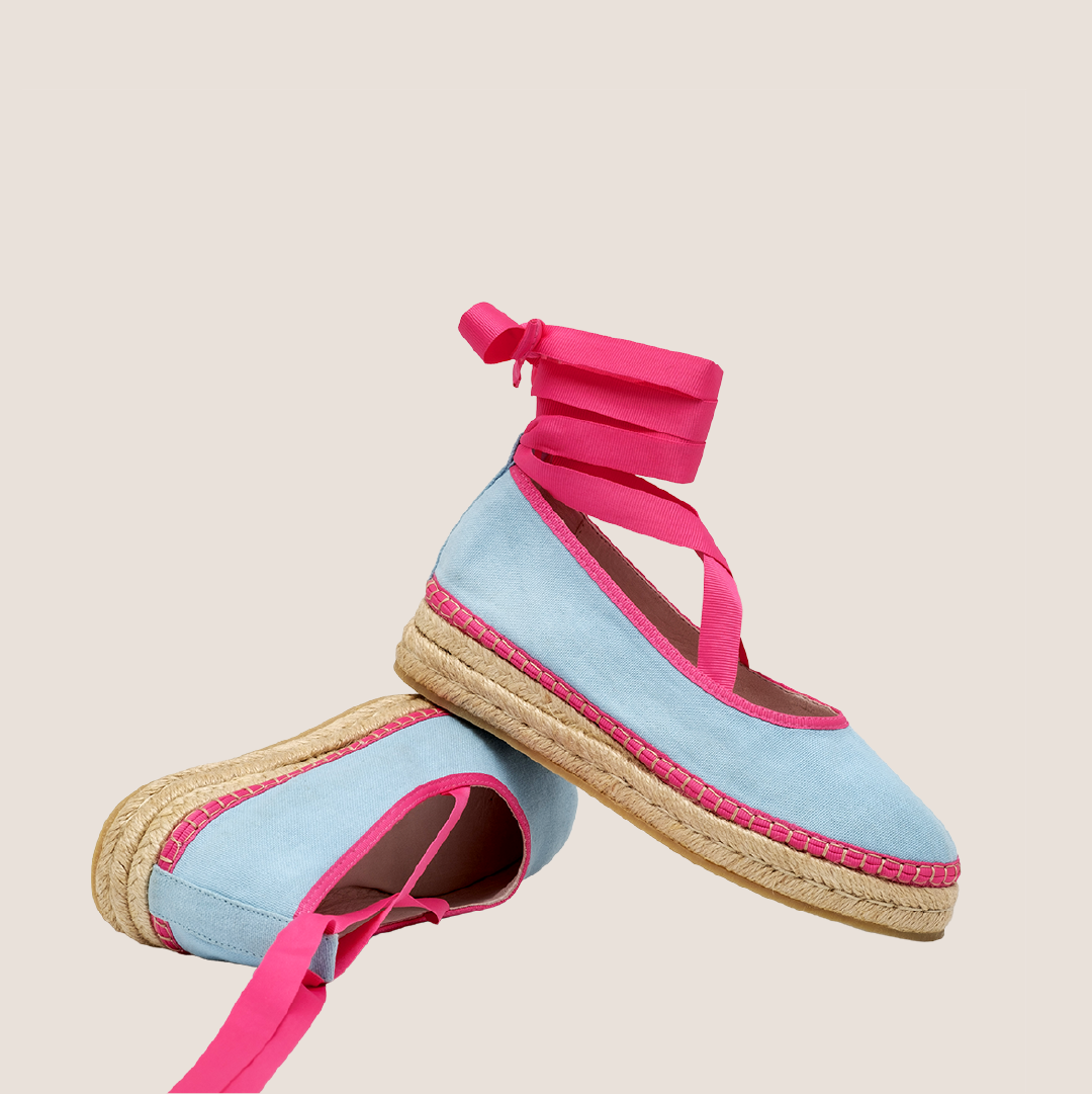 Eva Textile Espadrille - Sky Blue X Fuchsia