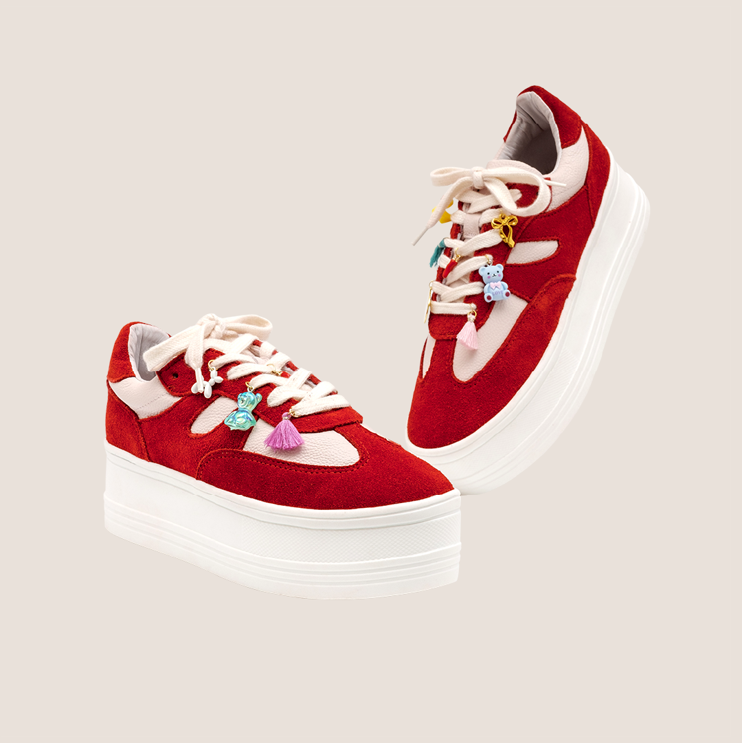 P Joy Leather Sneakers - Pink X Red