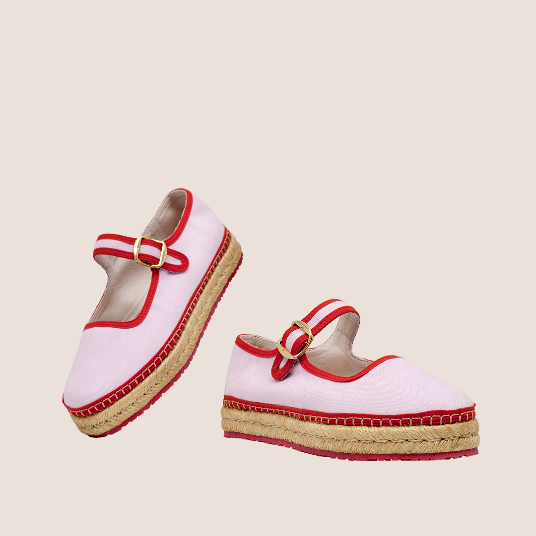 Mafalda Chic Textile Espadrille - Pink x Red