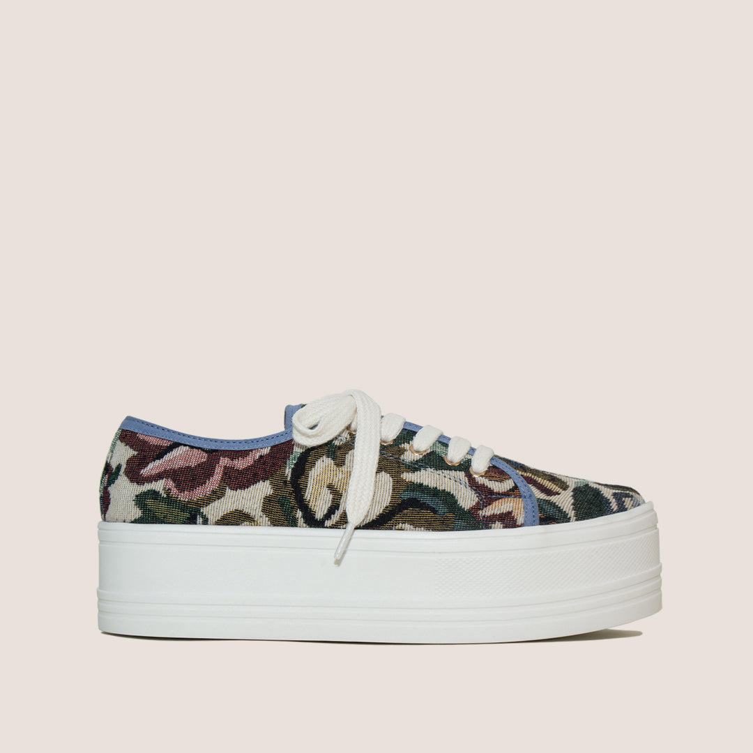 P Textile Tennis Shoes - Earth Flowers x Blue