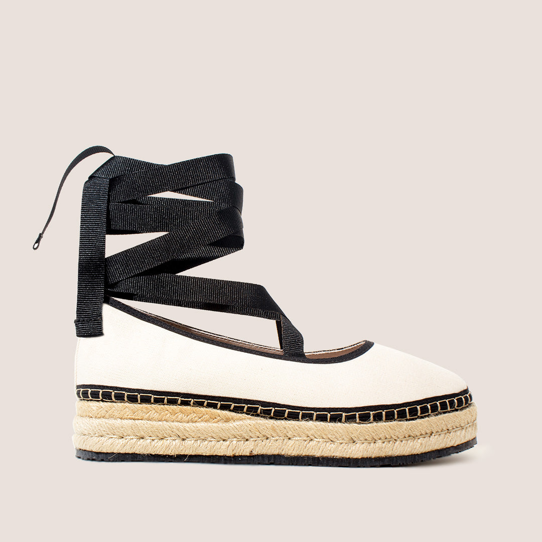 Eva Textile Espadrille - Black x Raw