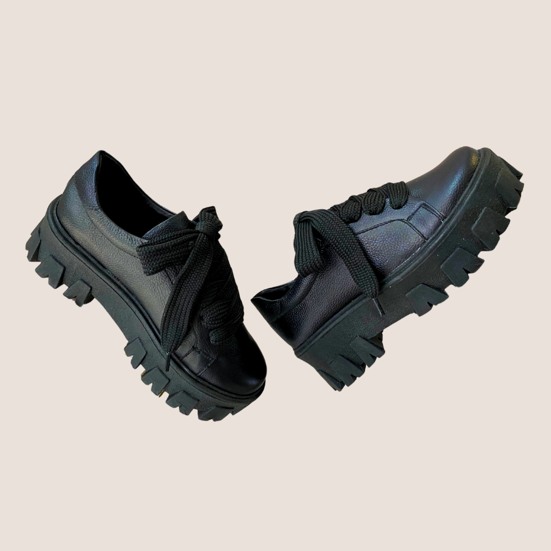 Pt Leather Tennis Shoes - Black