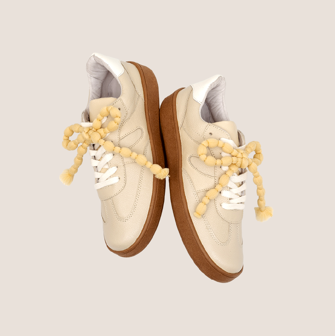 Coquette Leather Low Top Sneakers - Beige