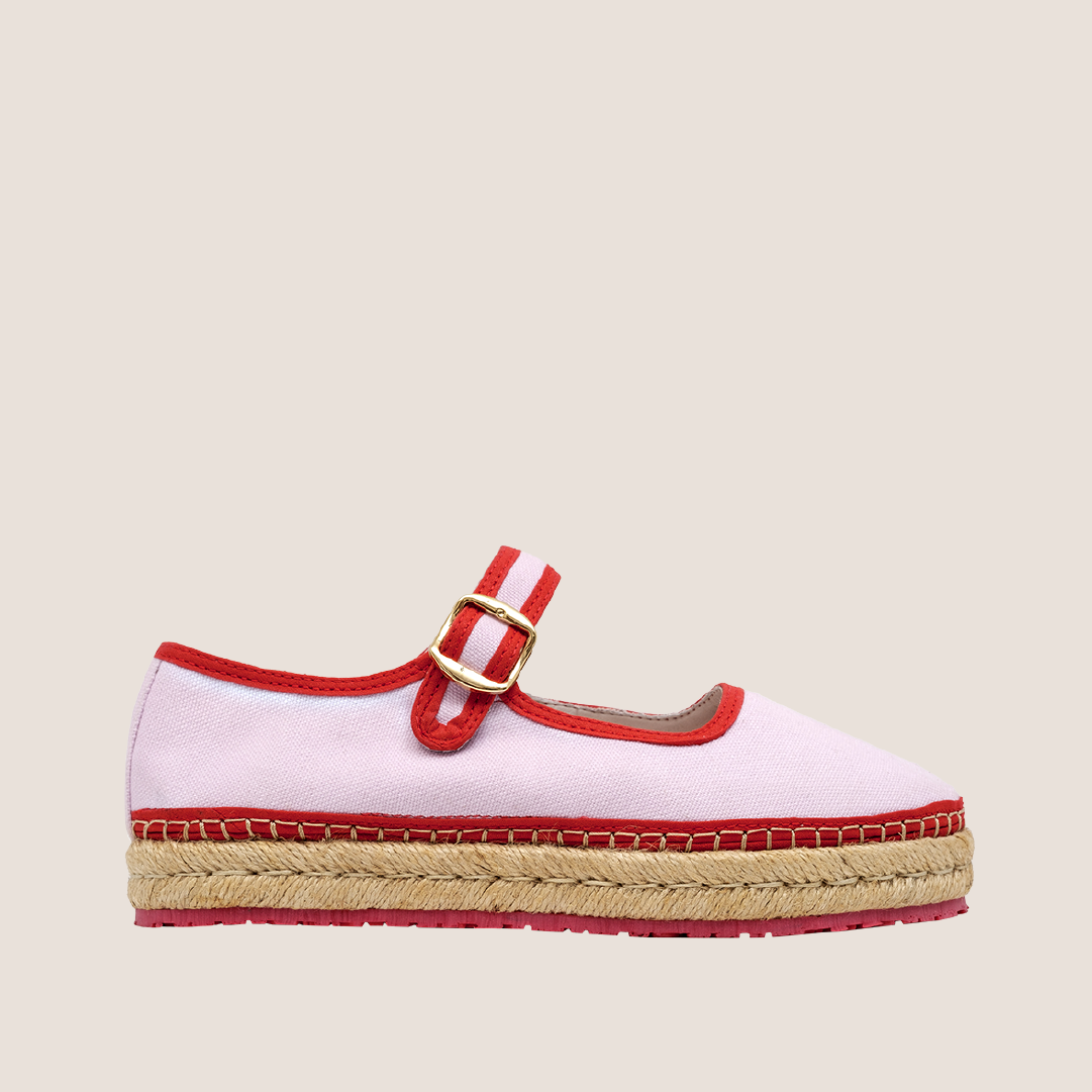 Mafalda Chic Textile Espadrille - Pink x Red