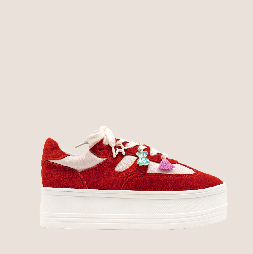 P Joy Leather Sneakers - Pink X Red