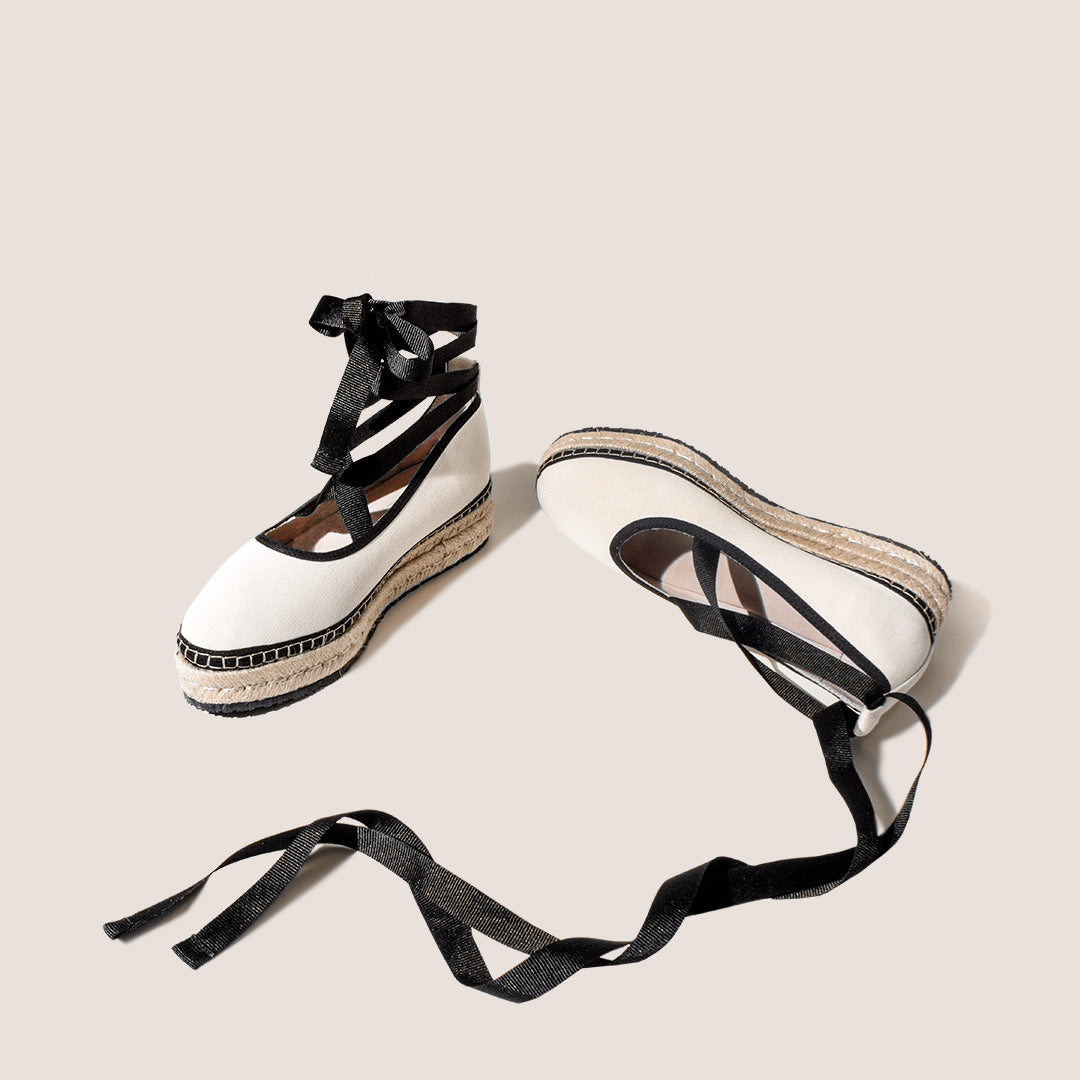 Eva Textile Espadrille - Black x Raw